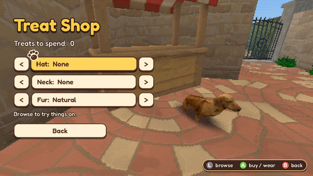 Trying on outfits at the treat shop